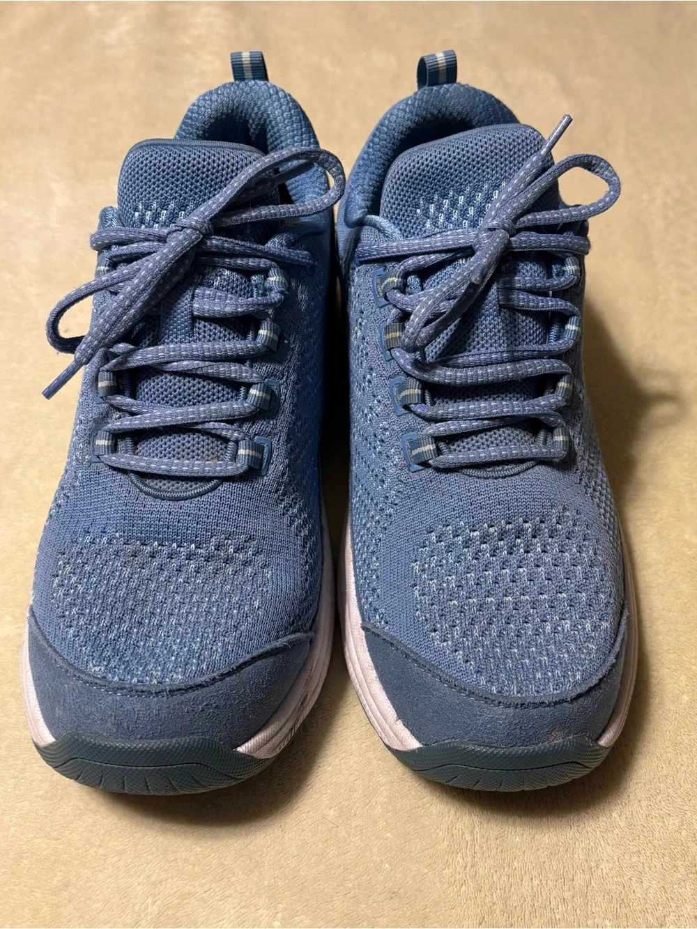 Women's Blue Knit Athletic Sneakers - Lightweight Comfort
